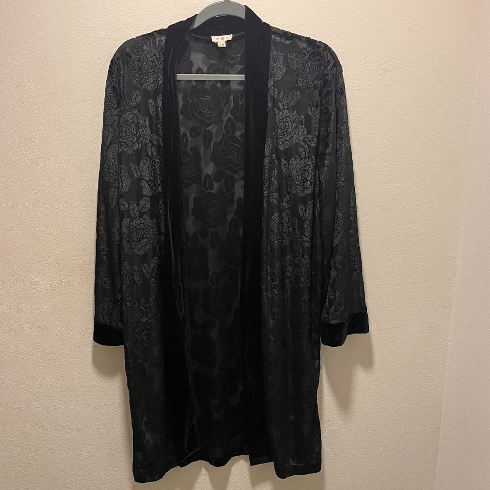 POI Women's Black Rose Mesh Wrap Size S/M Long